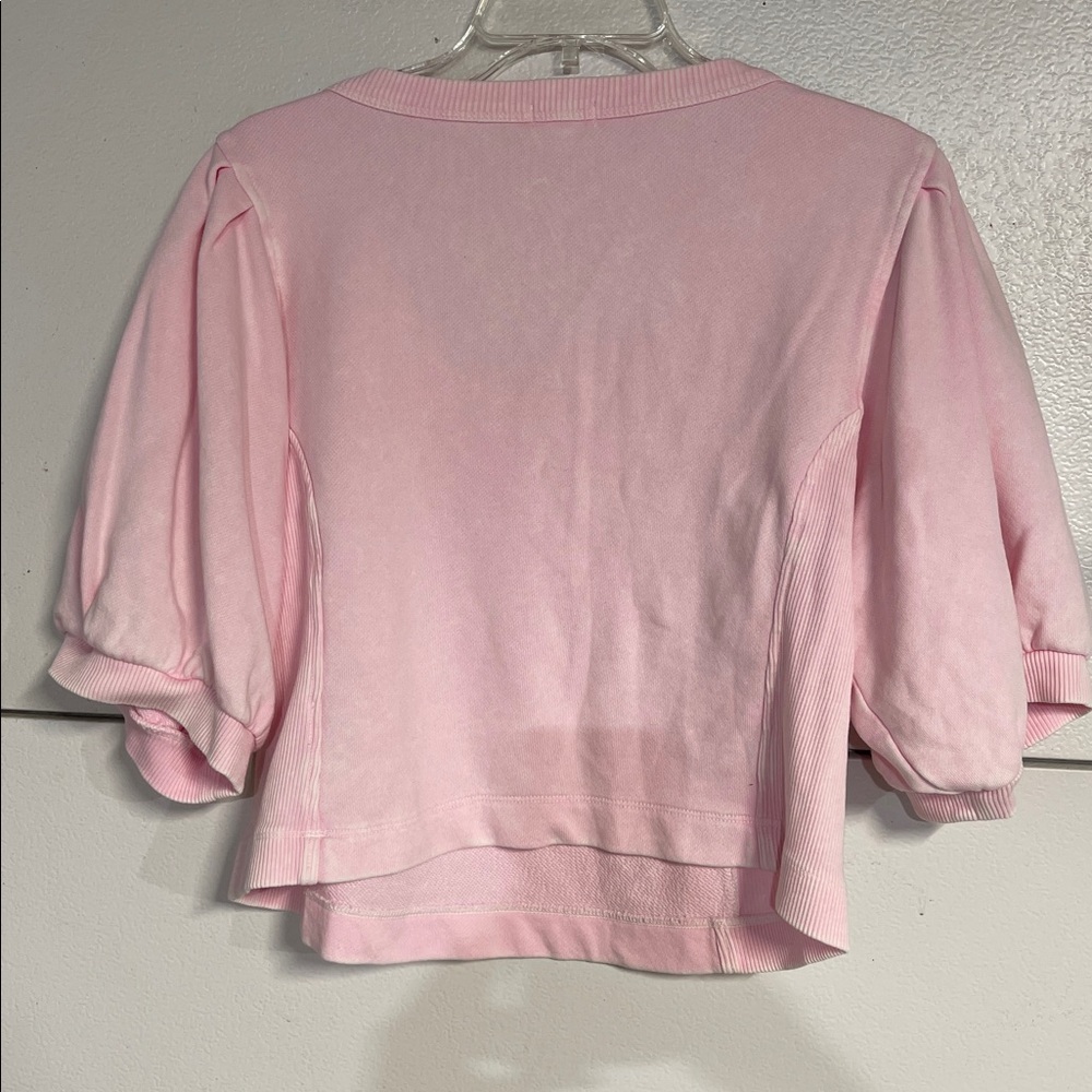 aerie Puff Sleeve Cropped Top in Light Pink - Picture 3 of 3